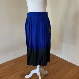 DKNY Blue & Black Pleated Midi Skirt